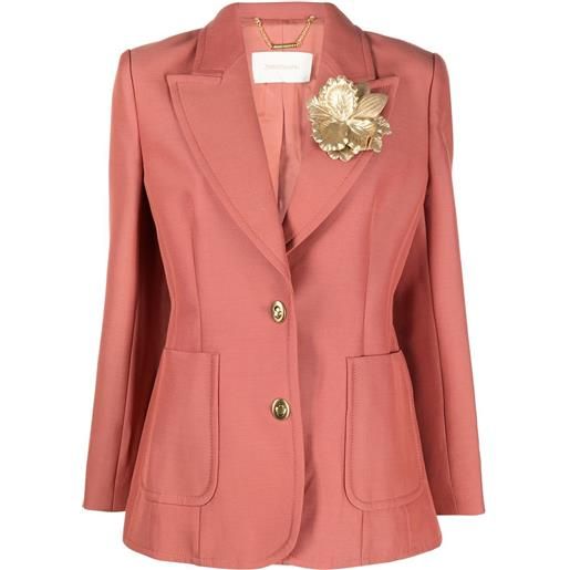 ZIMMERMANN blazer doppiopetto con applicazione - rosa