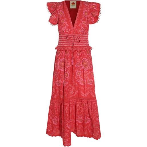 FARM Rio abito lungo a fiori - rosso