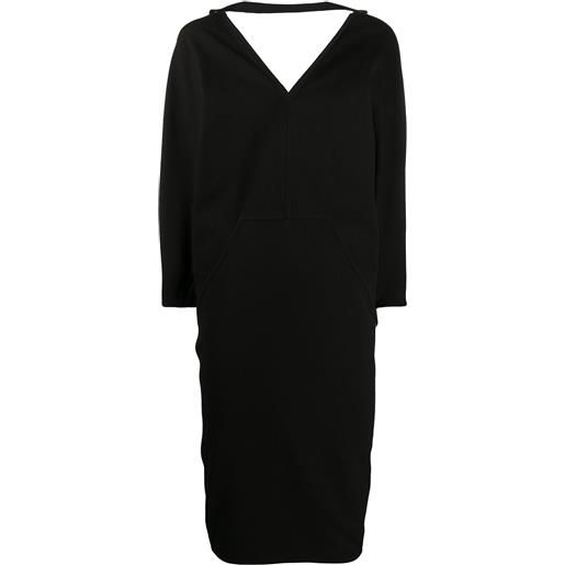 Rick Owens vestito midi con scollo a v - nero