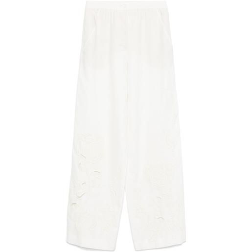 Dorothee Schumacher pantaloni con ricamo a fiori - bianco