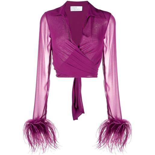 Giuseppe Di Morabito blusa crop con bordo di piume - viola