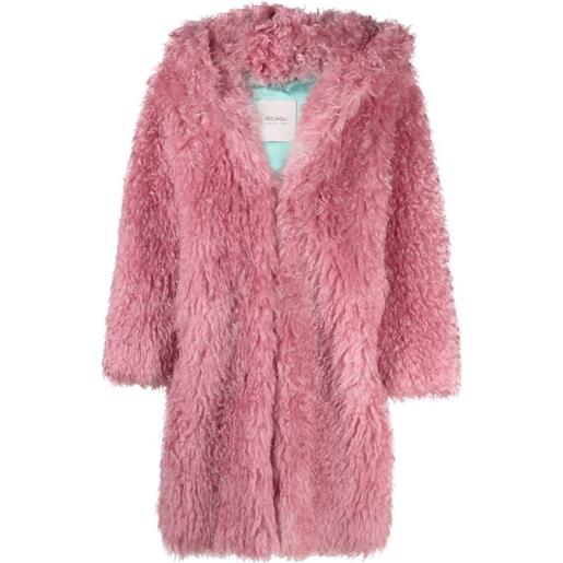 BECAGLI cappotto in finta pelliccia con cappuccio - rosa