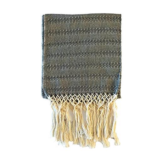 ALKIMIA INC scialle rebozo messicano in cotone fatto a mano, nero, large
