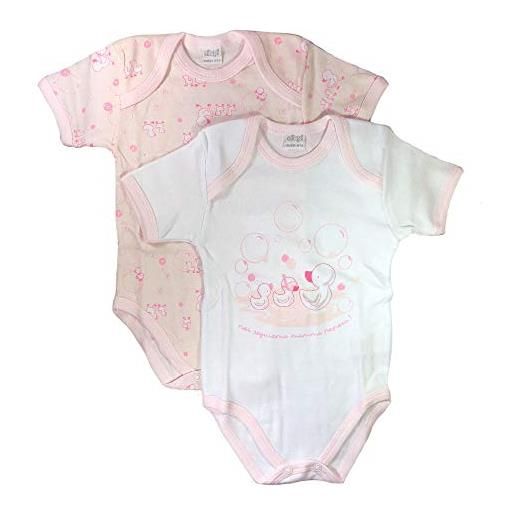 Ellepi (2pz) body in cotone leggero manica corta baby (fantasia variabile) (3 anni, rosa)