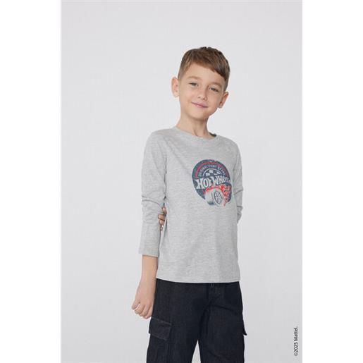 Tezenis maglia manica lunga cotone con stampa hot wheels bimbo bambino grigio