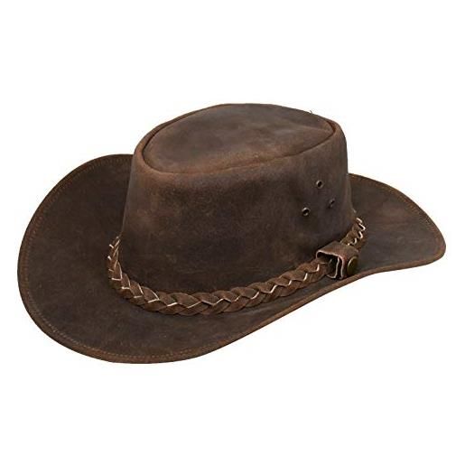 Infinity Leather cappello australiano unisex in stile western marrone pelle scamosciata western cowboy m