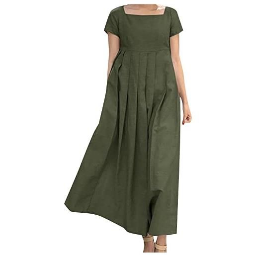Generico vestito estivo leggero, abito chemisier donna estivo, t-shirt abito estivo al ginocchio abiti casual larghi in tinta unita abito lungo da spiaggia traspirante comodo