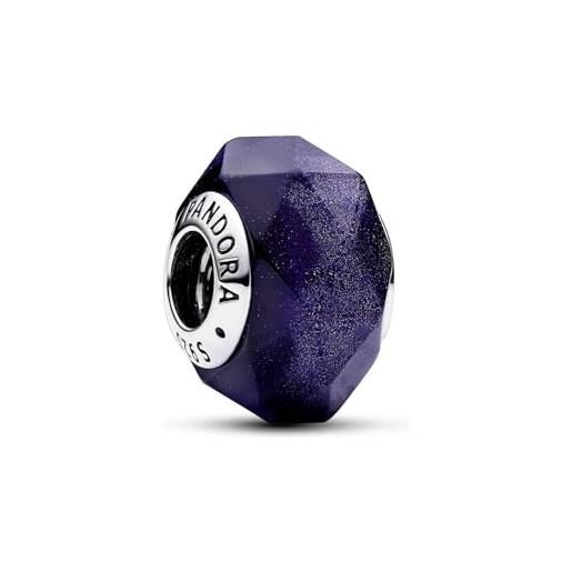 PANDORA ciondolo moments in argento sterling con avventurina sfaccettata blu e vetro di murano