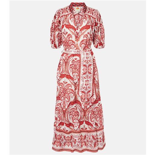 Farm Rio abito lungo tropical cameo in cotone con stampa paisley