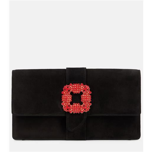 Manolo Blahnik clutch capri in suede con cristalli