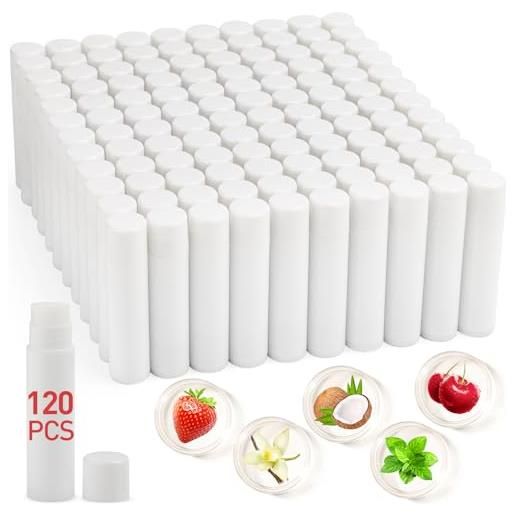 VISRIE 120 balsami per labbra non etichettati, tubo vergine sciolto, balsamo per labbra personalizzato per regali di festa e riempitivo per cesto regalo, matrimonio o baby shower, 5 sapori