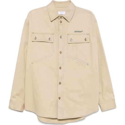 Off-White giacca-camicia military beige con impunture - 6157 creme brulee - dark storm