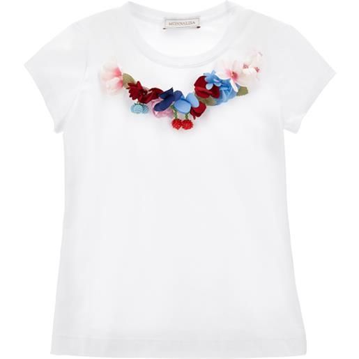 Monnalisa t-shirt con collana fiori e frutti