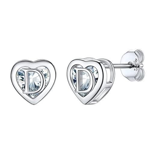 Orecchini Brillantino Donna DTP Silver - Argento 925 Con Zirconia Cubica CZ 7 Mm, A Perno, Ipoallergenici, Senza Nichel