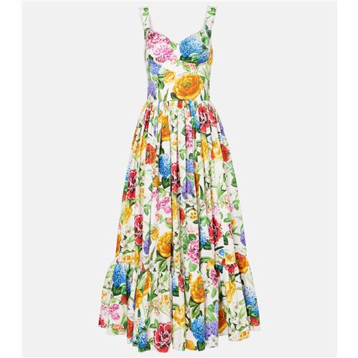 Dolce&Gabbana abito lungo in popeline di cotone con stampa