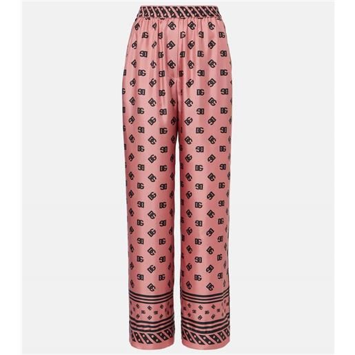 Dolce&Gabbana pantaloni a palazzo dg in raso di seta