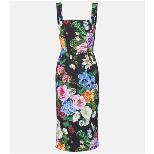 Dolce&Gabbana abito midi in misto cotone con stampa