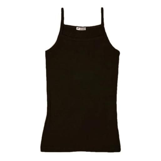 JADEA 2 top canotte bimba in cotone elasticizzato - modello 282 con bretelle sottili e design traspirante, canottiere morbide e comode per bambina, perfette per le giornate estive, nero 7-8 anni