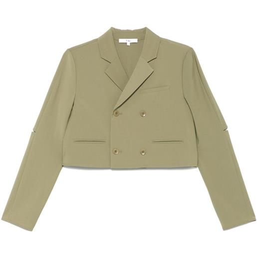 Tibi blazer doppiopetto crop - verde