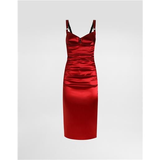 Dolce & Gabbana abito longuette in raso drappeggiato con coppe a cono