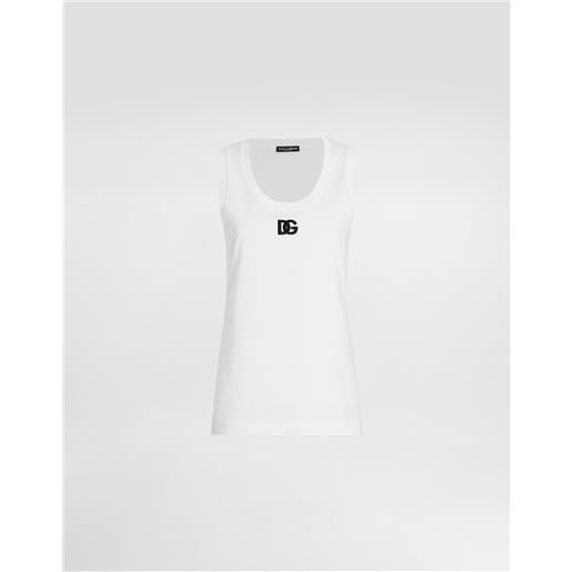Dolce & Gabbana canotta oversize in jersey con ricamo logo dg