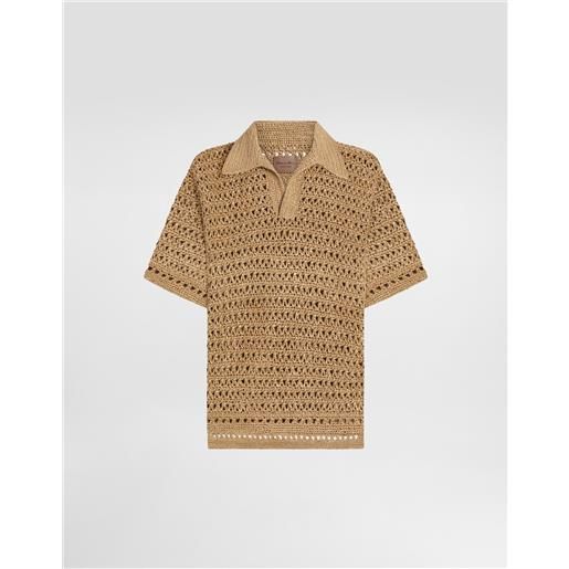 Dolce & Gabbana maglia polo manica corta in viscosa realizzata con uncinetto