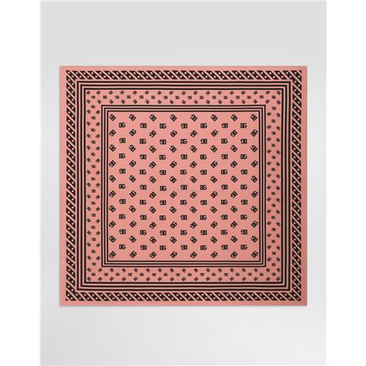 Dolce & Gabbana foulard in twill di seta stampa logo dg allover 90x90