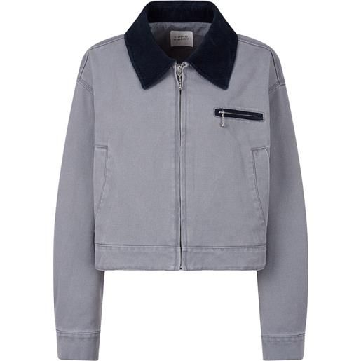 STUDIO TOMBOY giacca crop con colletto a coste - blue