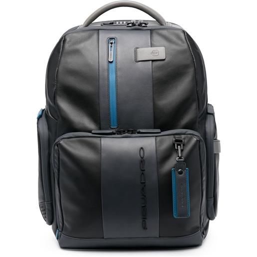 PIQUADRO zaino con logo goffrato - nero