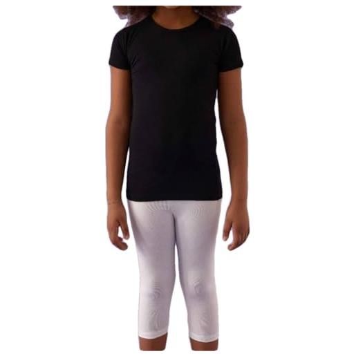 JADEA 284-2 pezzi - t-shirt girocollo bambina mezza manica - cotone elasticizzato, traspirante e comodo, ideale per scuola, tempo libero e look estivi, bianco 7-8 anni