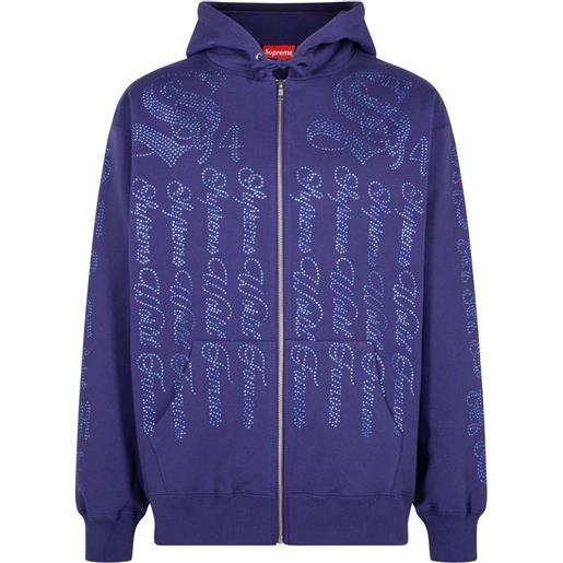 Supreme felpa ss 22 washed navy con zip e cappuccio - blu