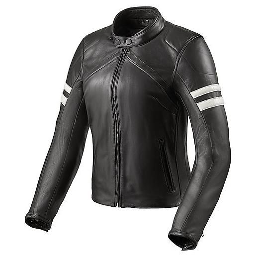 Revit giubbotto moto donna in pelle meridian ladies nero bianco rev'it