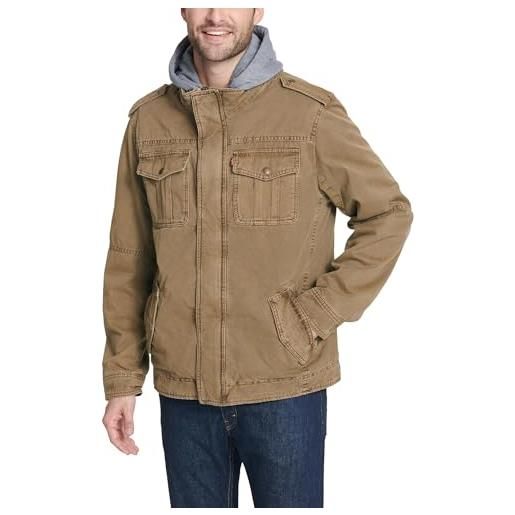 Levi's giacca militare da uomo in cotone lavato con cappuccio, medium