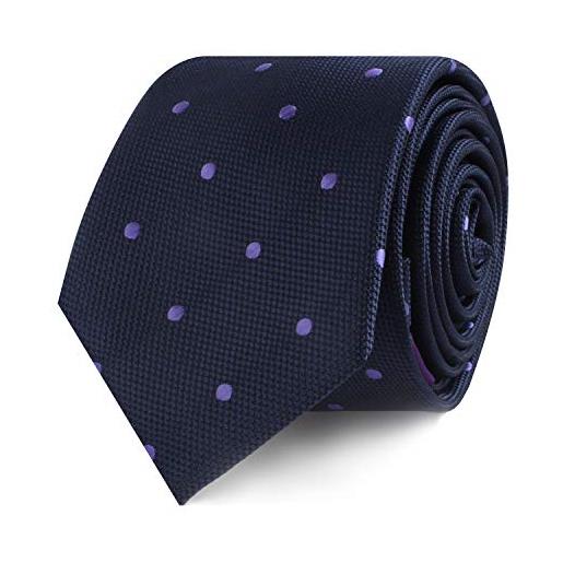 AUSCUFFLINKS cravatta skinny a pois blu navy | cravatte a pois da uomo | cravatte a pois per lui | cravatta per formale, pois viola, taglia unica