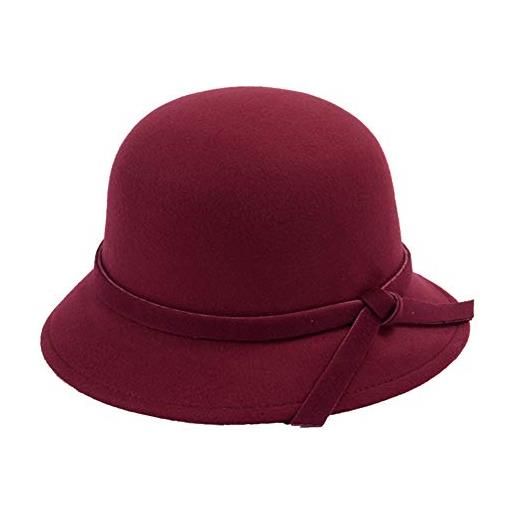 DongBao cappello da pescatore in feltro da donna inverno anni '20 cappelli da chiesa vintage cloche derby per donna crushable e regolabile