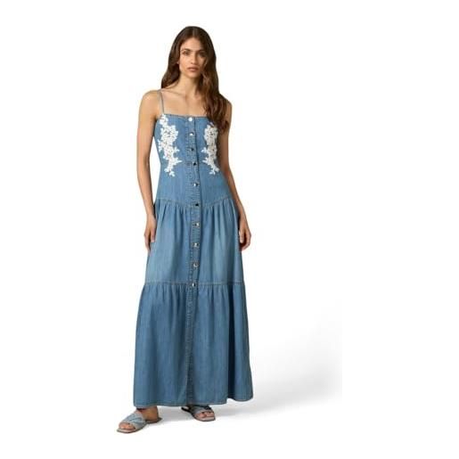 Oltre: vestito in denim con ricami azzurro. 48 stagione primavera estate 2024. 