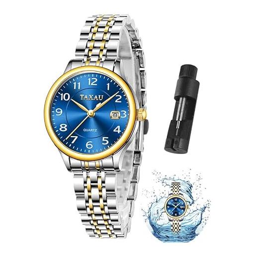 Orologio Taxau Donna – Quadrante Quadrato Con Diamanti, Bracciale In Acciaio, Impermeabile 30m