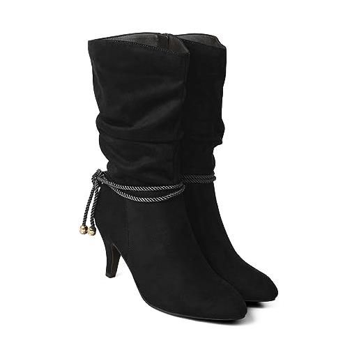 Joe Browns slouchy calf high ankle tie boots, stivali alla moda donna, nero, 42 eu