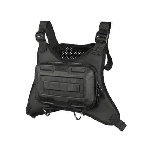 Nuyhgtr borsa da petto da uomo, robusta, per sport all'aria aperta, supporto per telefono per corsa, gilet da corsa, borsa da petto da uomo, design ergonomico per il massimo comfort, nero , refer to