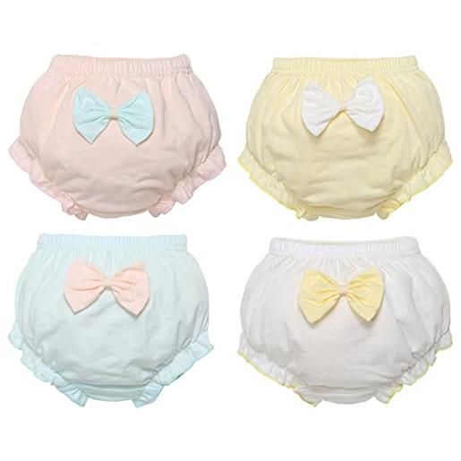 Adigau mutandine in cotone per bambine e ragazzi, set di 4 bloomer, copripannolino con volant neonato, pantaloncini da pigiama intimo per bambini, a1. , 3-4 anni