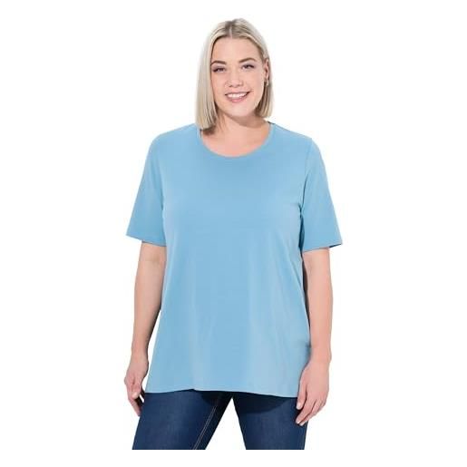 Ulla Popken t-shirt dal taglio svasato con scollo a girocollo e mezze maniche grigio grafite 54+ 807264110-54+