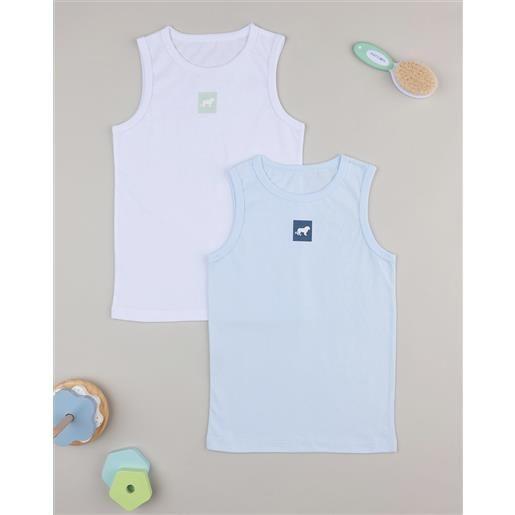 Prénatal pack 2 canotte spalla larga bianco/azzurro