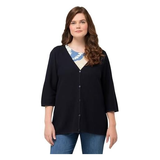 Ulla Popken short feminin cardigan with button panel maglione, salvia, 56-58 donna
