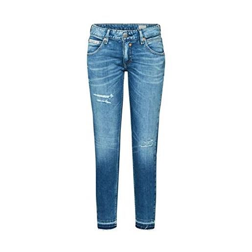 Herrlicher cropped cashmere touch jeans slim, blu (mariana blue destroy 834), 40 (taglia produttore: 25) donna