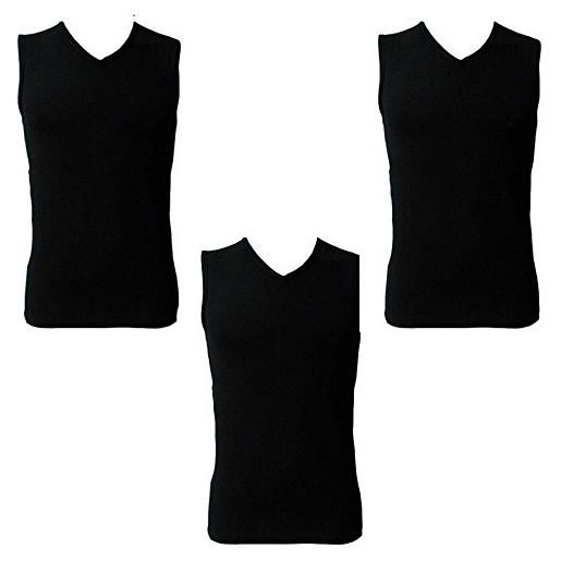 Enrico Coveri 3 smanicato uomo spalla larga scollo a v cotone bielastico art. Et1003 (nero, 4/m)