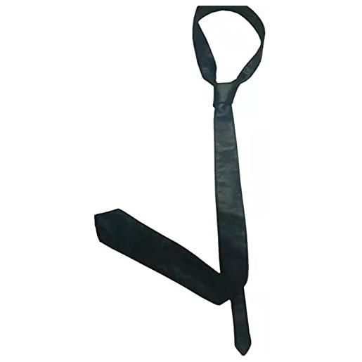 kn cravatta in vera pelle di alta qualità, fatta a mano, per feste e matrimoni, nero , taglia unica