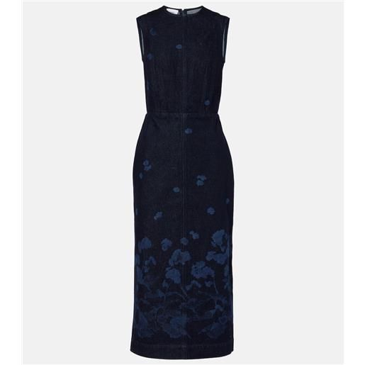 Erdem abito midi di jeans con stampa floreale