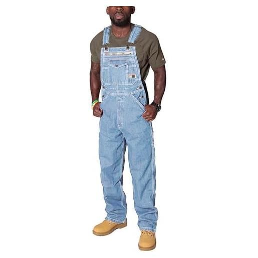 XUSAI salopette denim bib overall moda relaxed fit robusto jeans overall regolabile lavoro bib jumpsuit, light blue, l