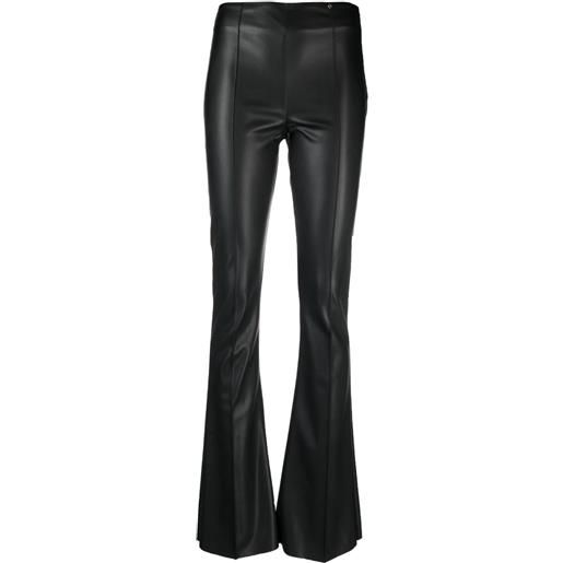 NISSA leather-effect flared leggings - nero