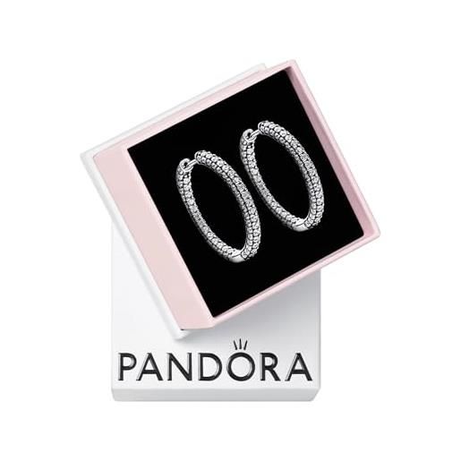 PANDORA timeless orecchini pendenti in argento sterling con zirconia cubica trasparente, cerchi